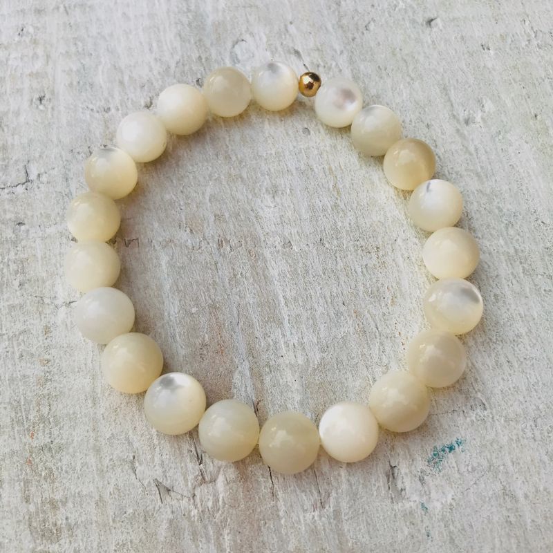 Zen - Mother Of Pearl Stretch Bracelet Oval 14kt GF