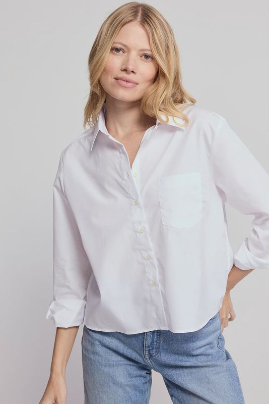 The Shirt - The LS Boxy Crop White Linen