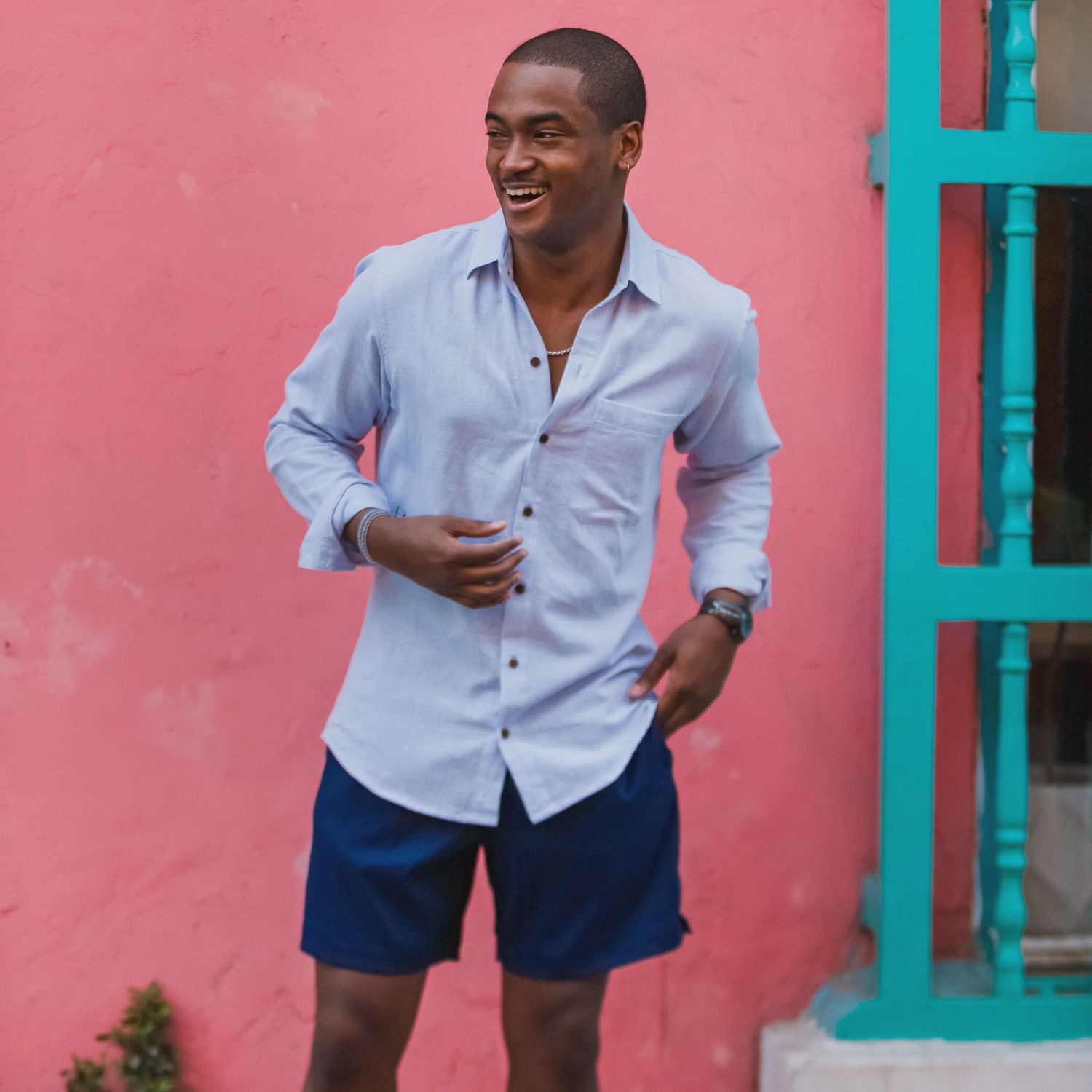 Kenny Flowers - Ice Breaker Long Sleeve Linen Shirt Blue