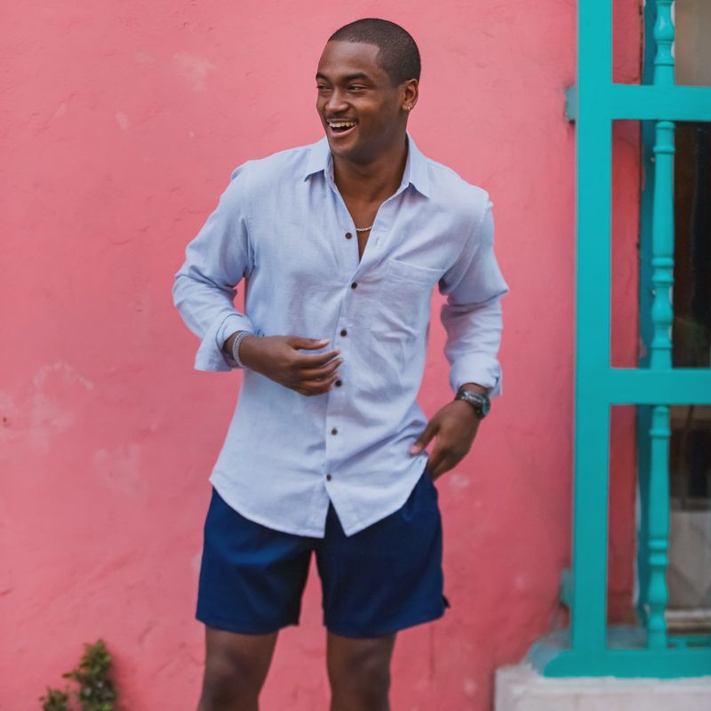 Kenny Flowers - Ice Breaker Long Sleeve Linen Shirt Blue