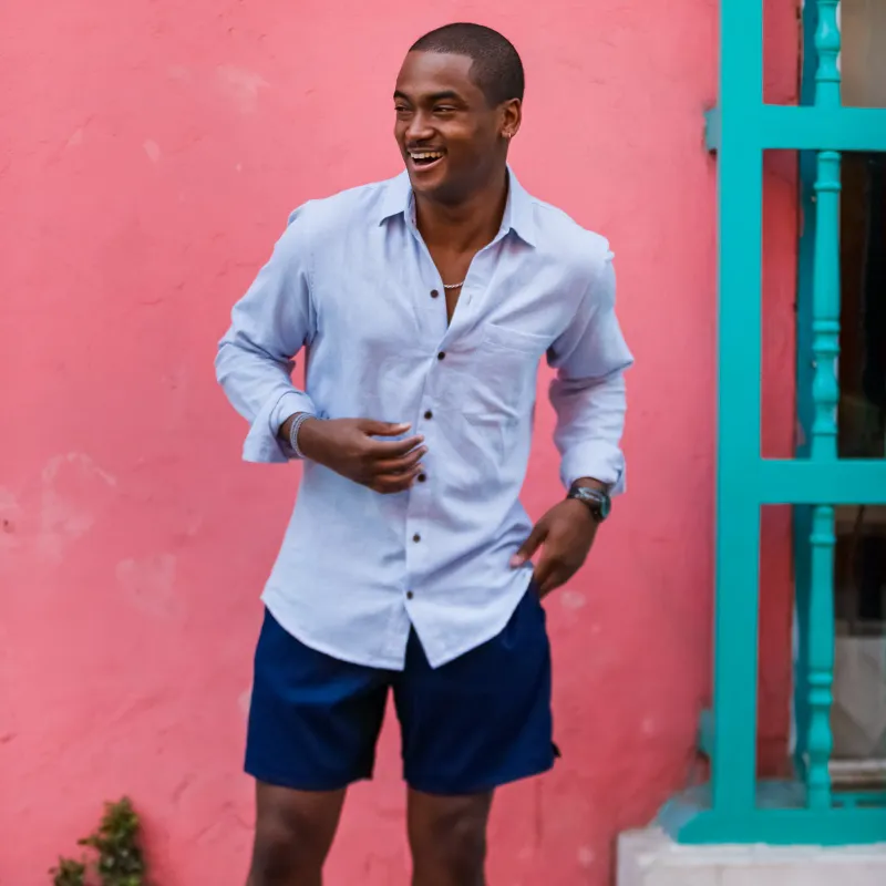 Kenny Flowers - The Ice Breaker Long Sleeve Blue Linen Shirt