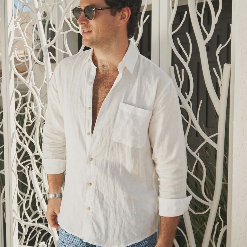 Kenny Flowers - Casa Blanca Long Sleeve Linen Shirt White