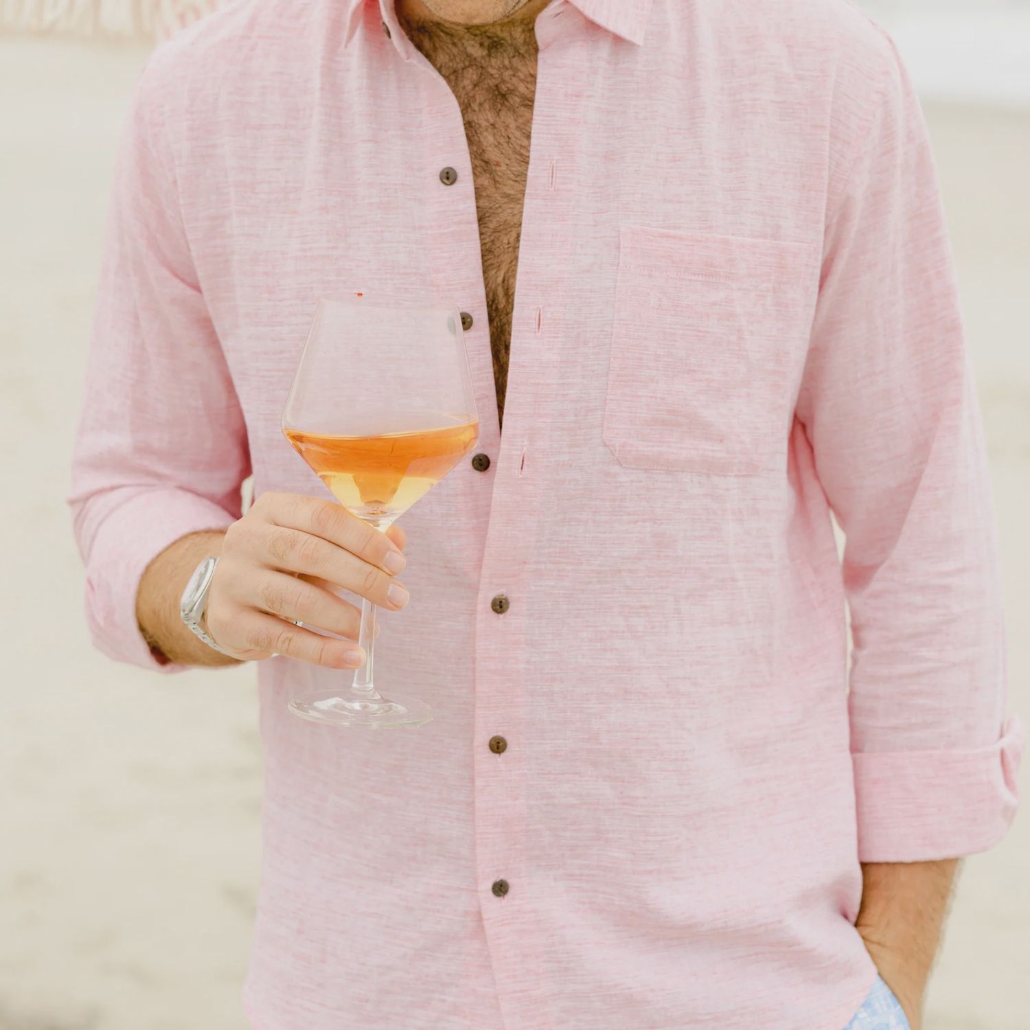 Kenny Flowers - Rose Blusher Long Sleeve Linen Shirt Pink