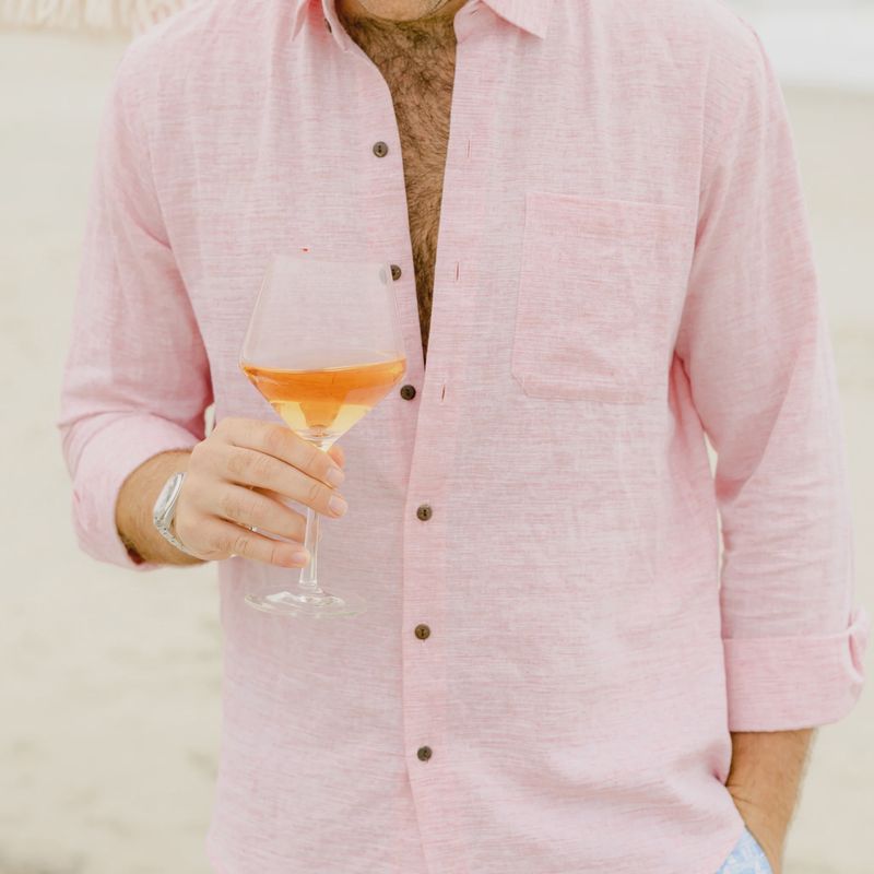 Kenny Flowers - Rose Blusher Long Sleeve Linen Shirt Pink