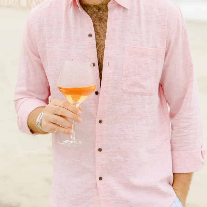Kenny Flowers - The Rose Blusher Long Sleeve Pink Linen Shirt