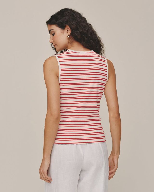 Bella Dahl - Sleeveless Fitted Button Down Top Sunset Sail