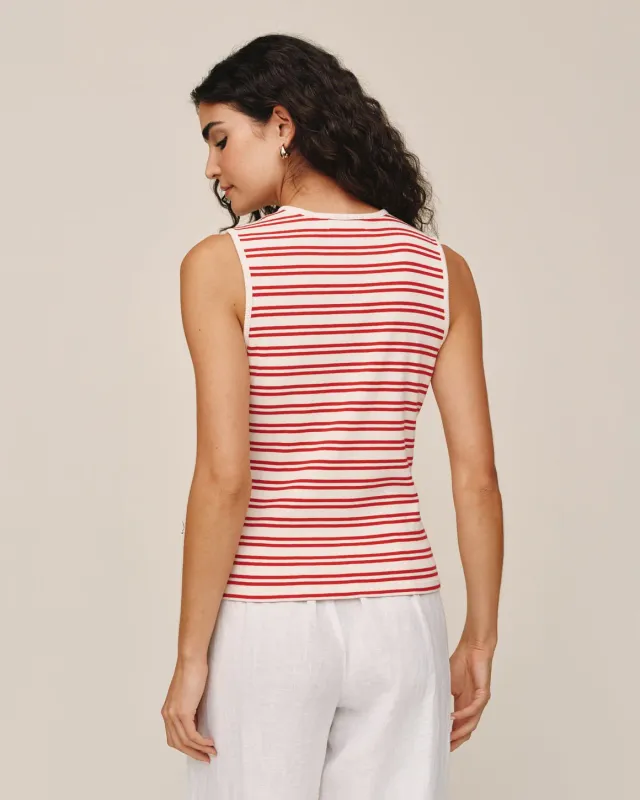 Bella Dahl - Sleeveless Fitted Button Down Top Sunset Sail