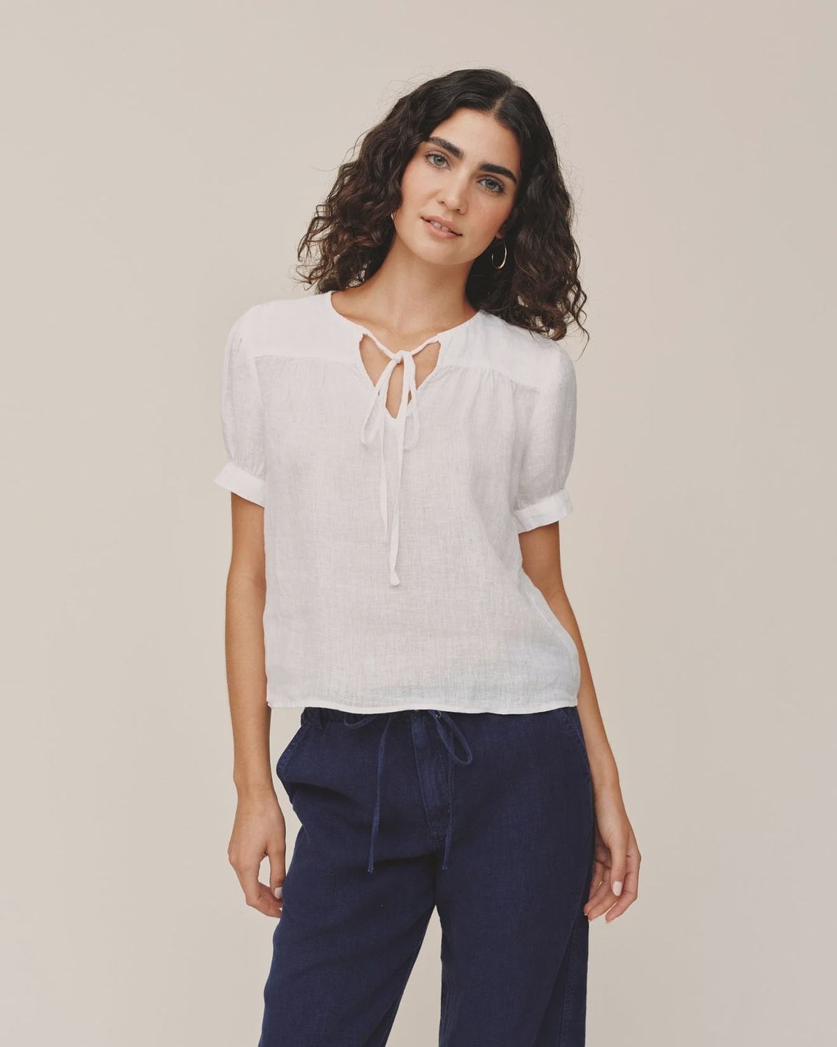 Bella Dahl - Short Sleeve Flowy Pullover Top White