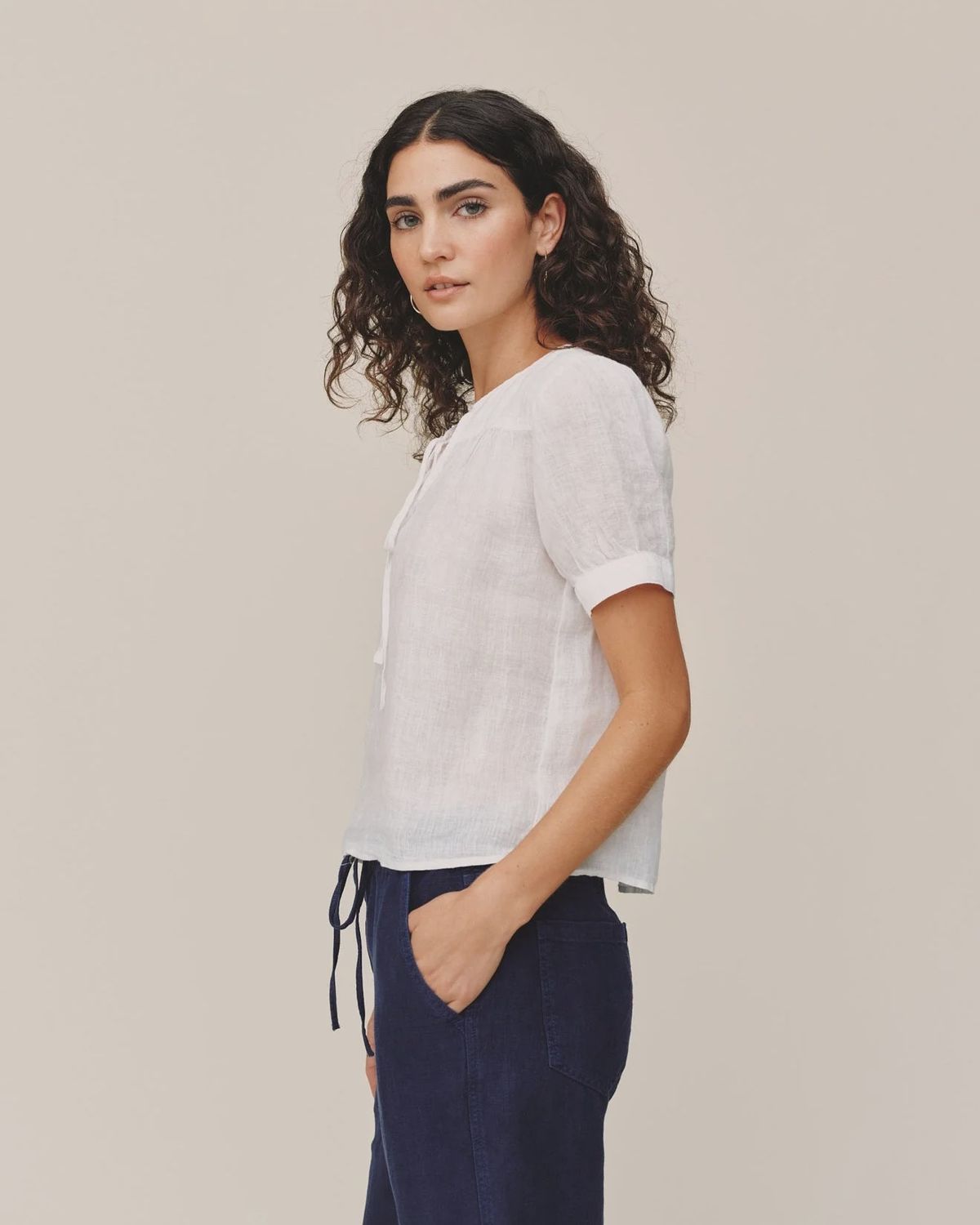 Bella Dahl - Short Sleeve Flowy Pullover Top White