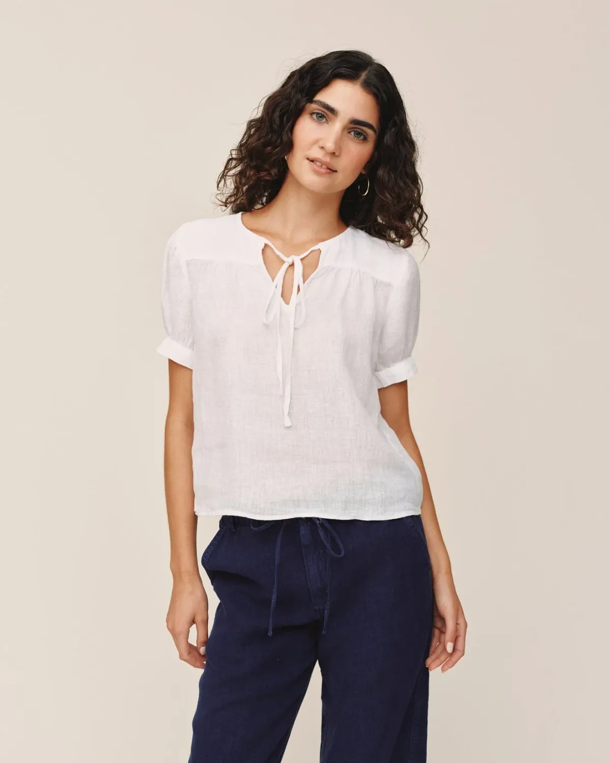 Bella Dahl - Short Sleeve Flowy Pullover Top White