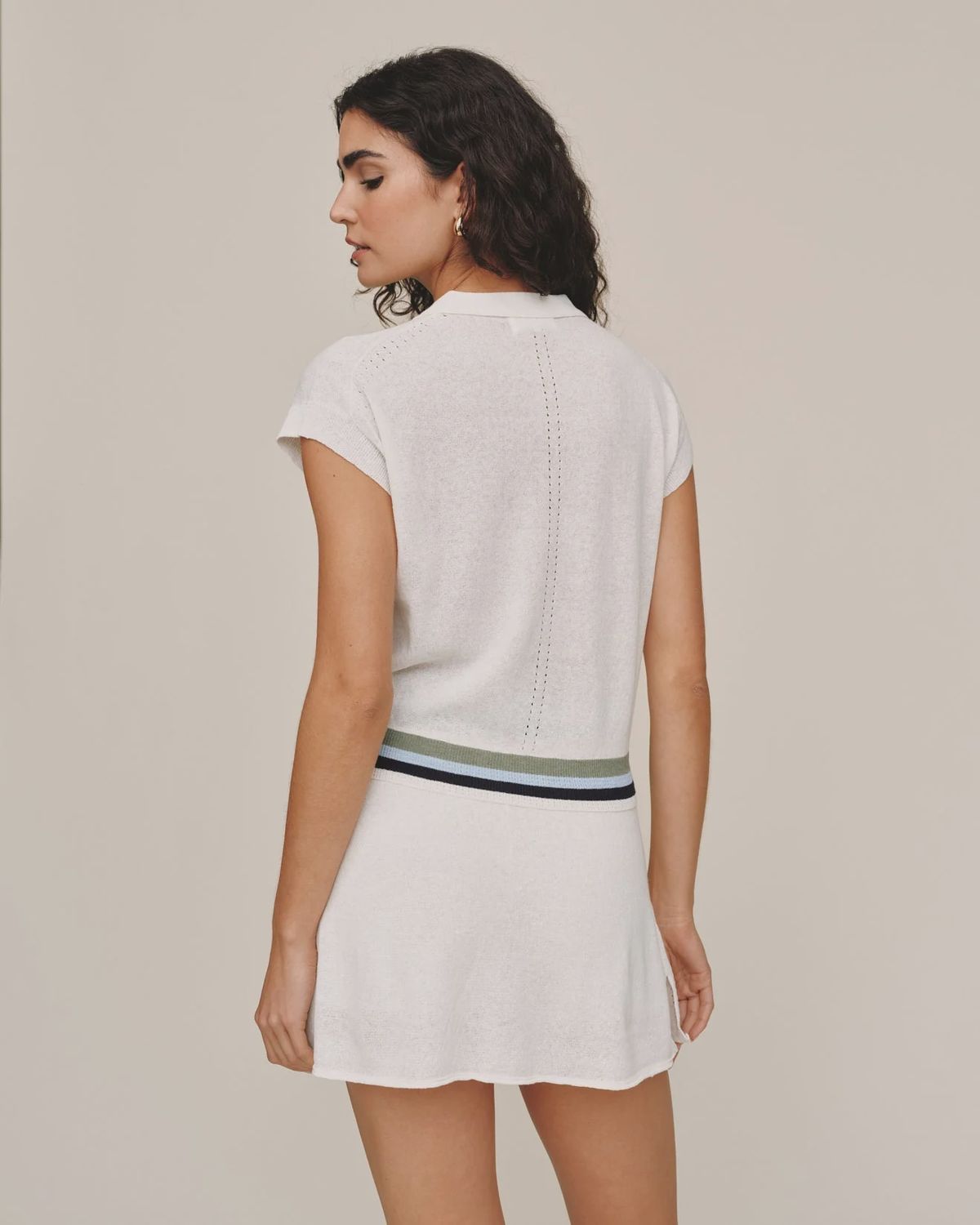 Bella Dahl - Cap Sleeve Contrast Band Top White