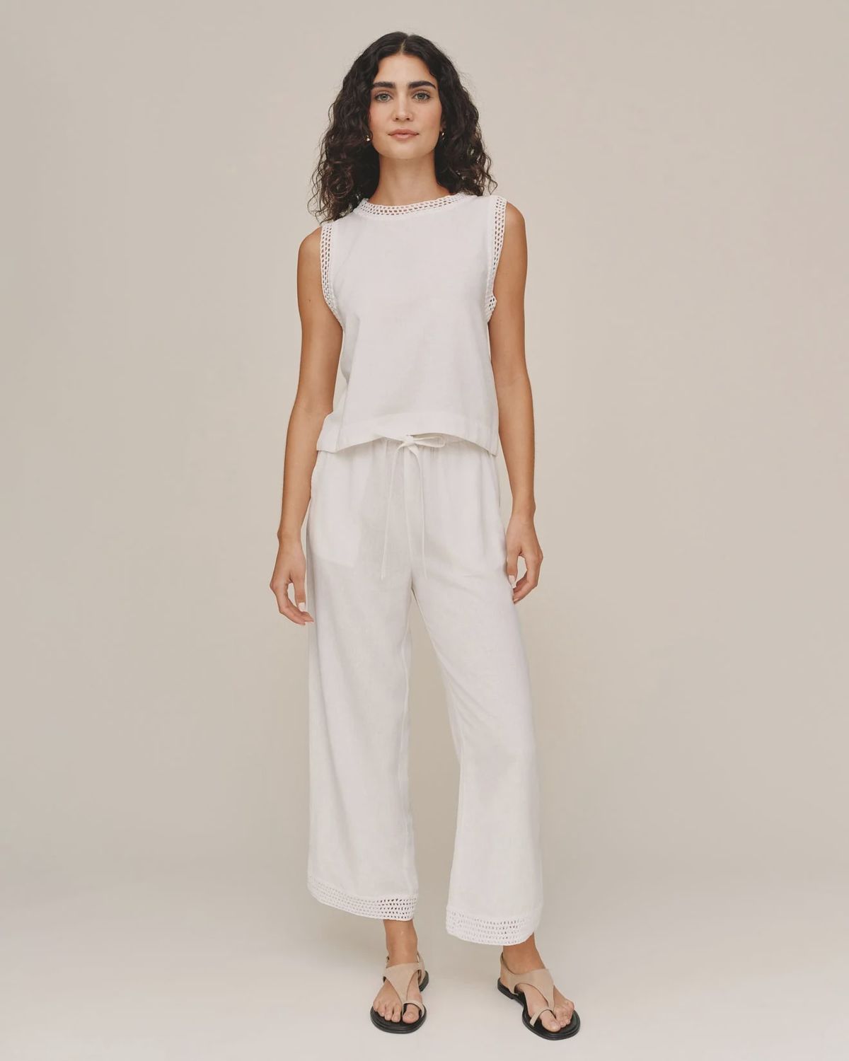 Bella Dahl - Crochet Edge Pant Ivory Sand