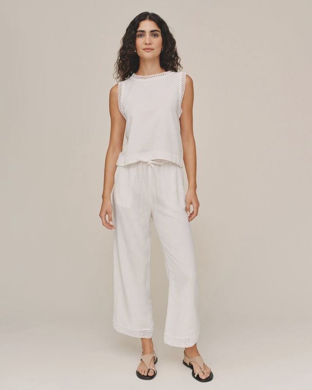 Bella Dahl - Crochet Edge Pant Ivory Sand