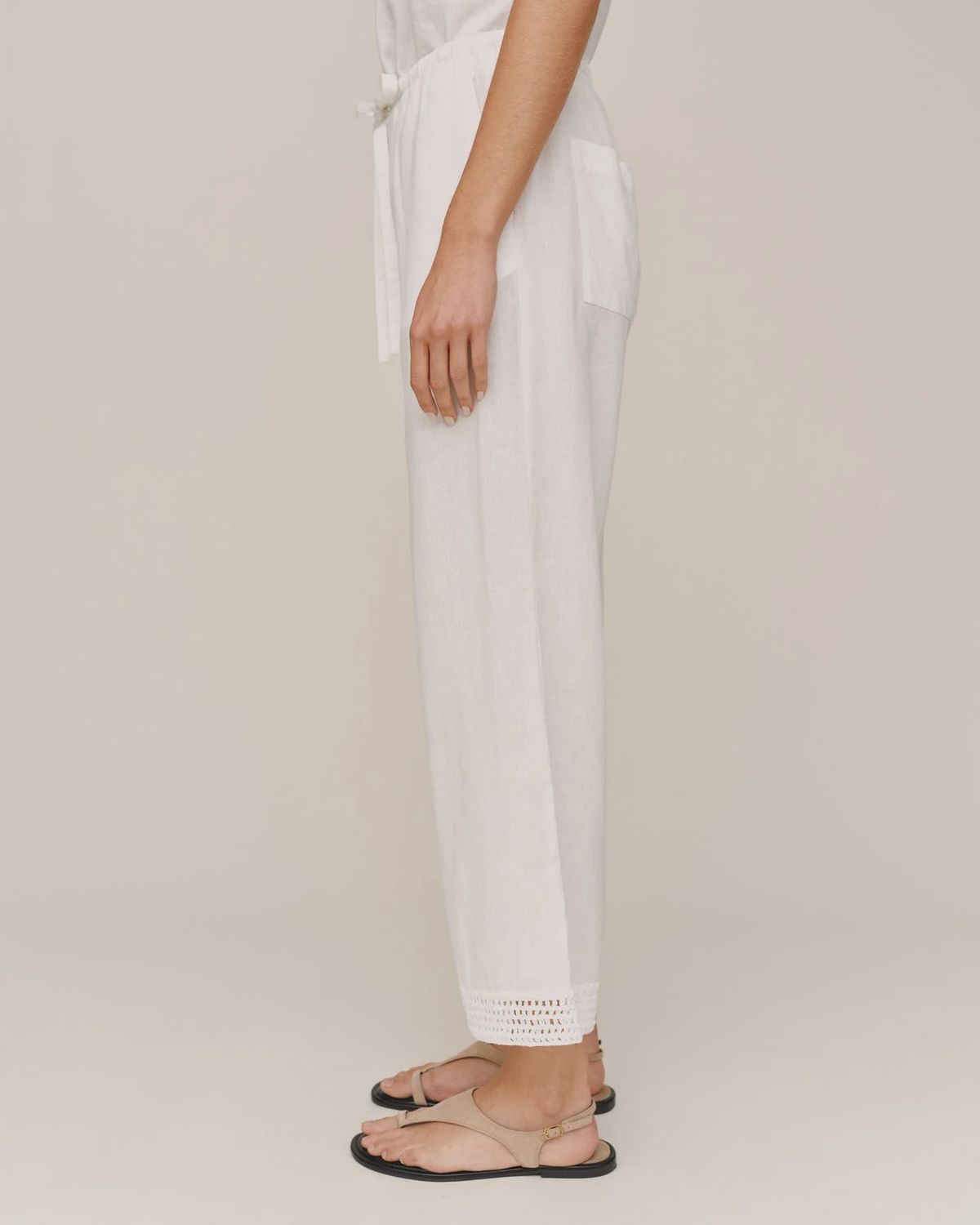 Bella Dahl - Crochet Edge Pant Ivory Sand