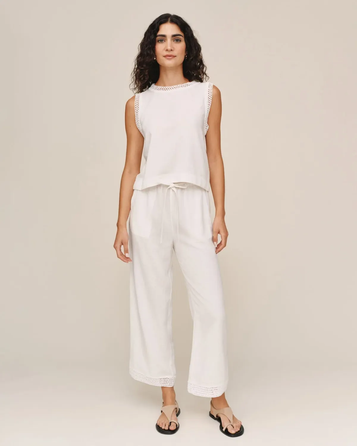 Bella Dahl - Crochet Edge Pant Ivory Sand