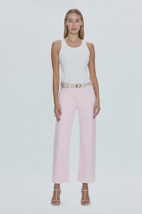 Pistola - Lexi Mid Rise Bowed Straight Jean Blush
