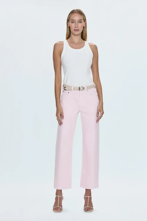Pistola - Lexi Mid Rise Bowed Straight Jean Blush