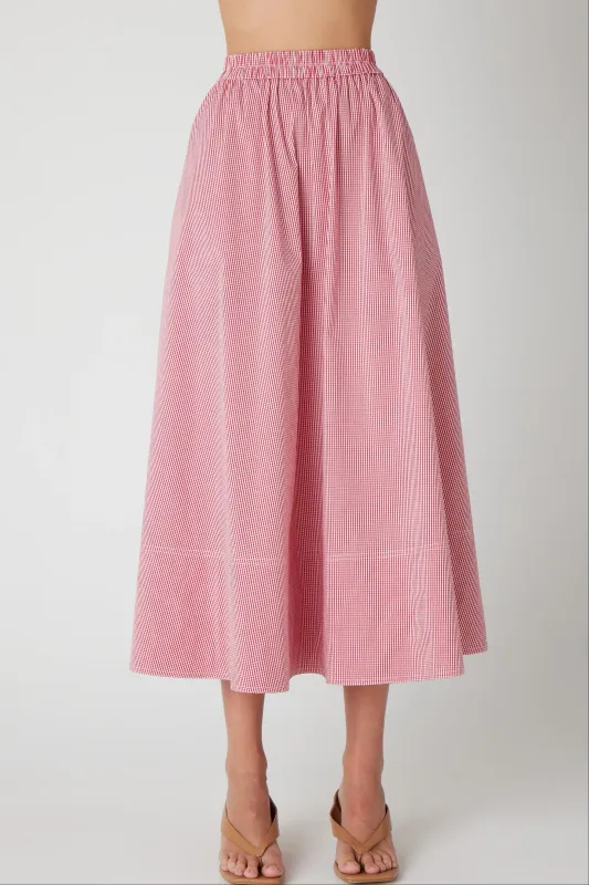 JS71 - Lisa Cotton Blend Skirt Red/White