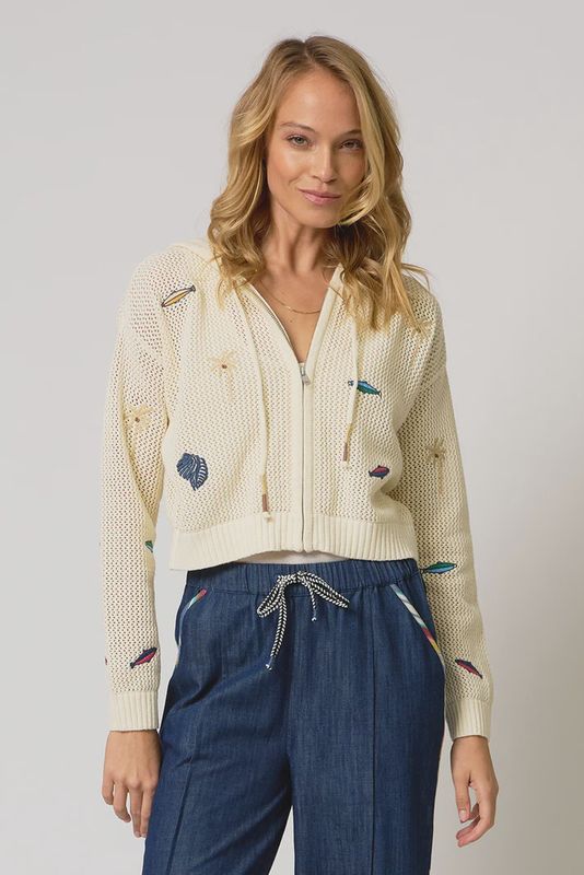 Central Park West - Eden Palm Tree Cardigan Ivory