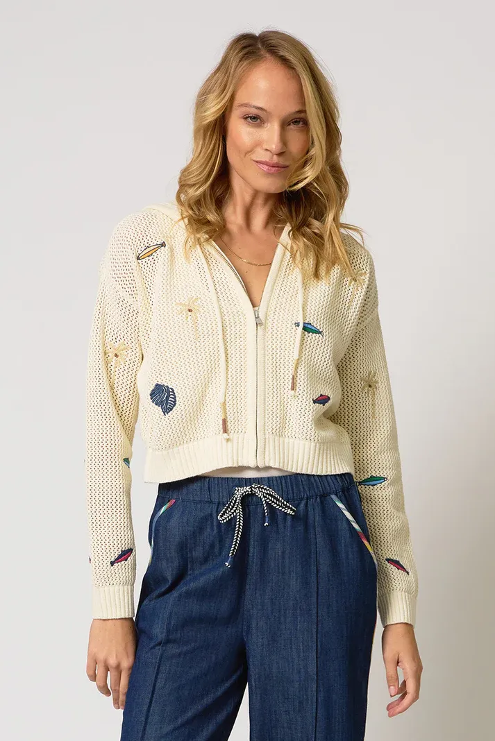 Central Park West - Eden Palm Tree Cardigan Ivory