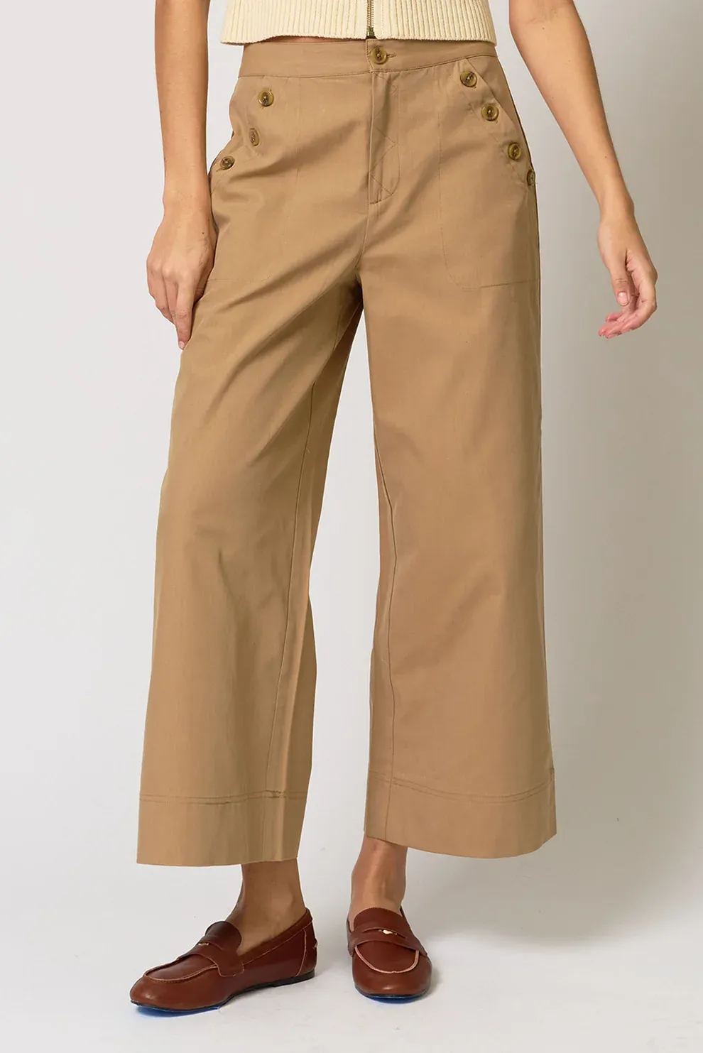 Central Park West - Dean Straight Leg Button Pant Khaki