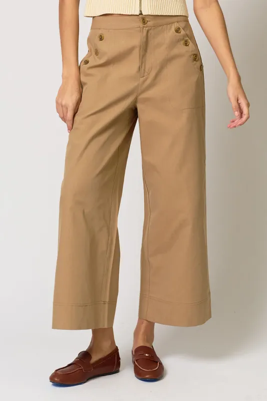 Central Park West - Dean Straight Leg Button Pant Khaki