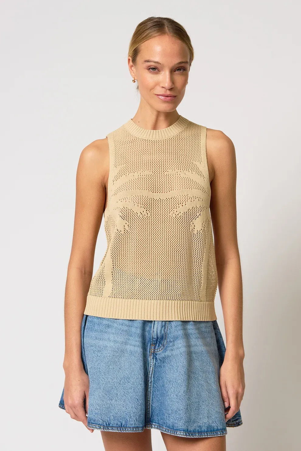 Central Park West - Eden Palm Tree Mesh Vest Sand