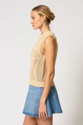Central Park West - Eden Palm Tree Mesh Vest Sand