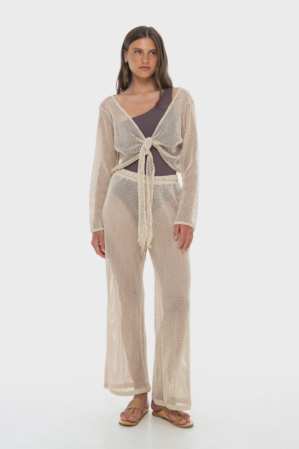 Phie Collective - Mesh Pant in Beige