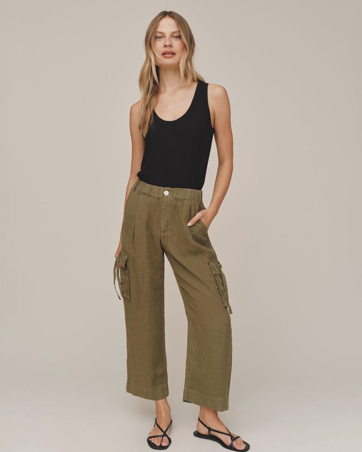 Bella Dahl - Cargo Ties Pant Olive Stone
