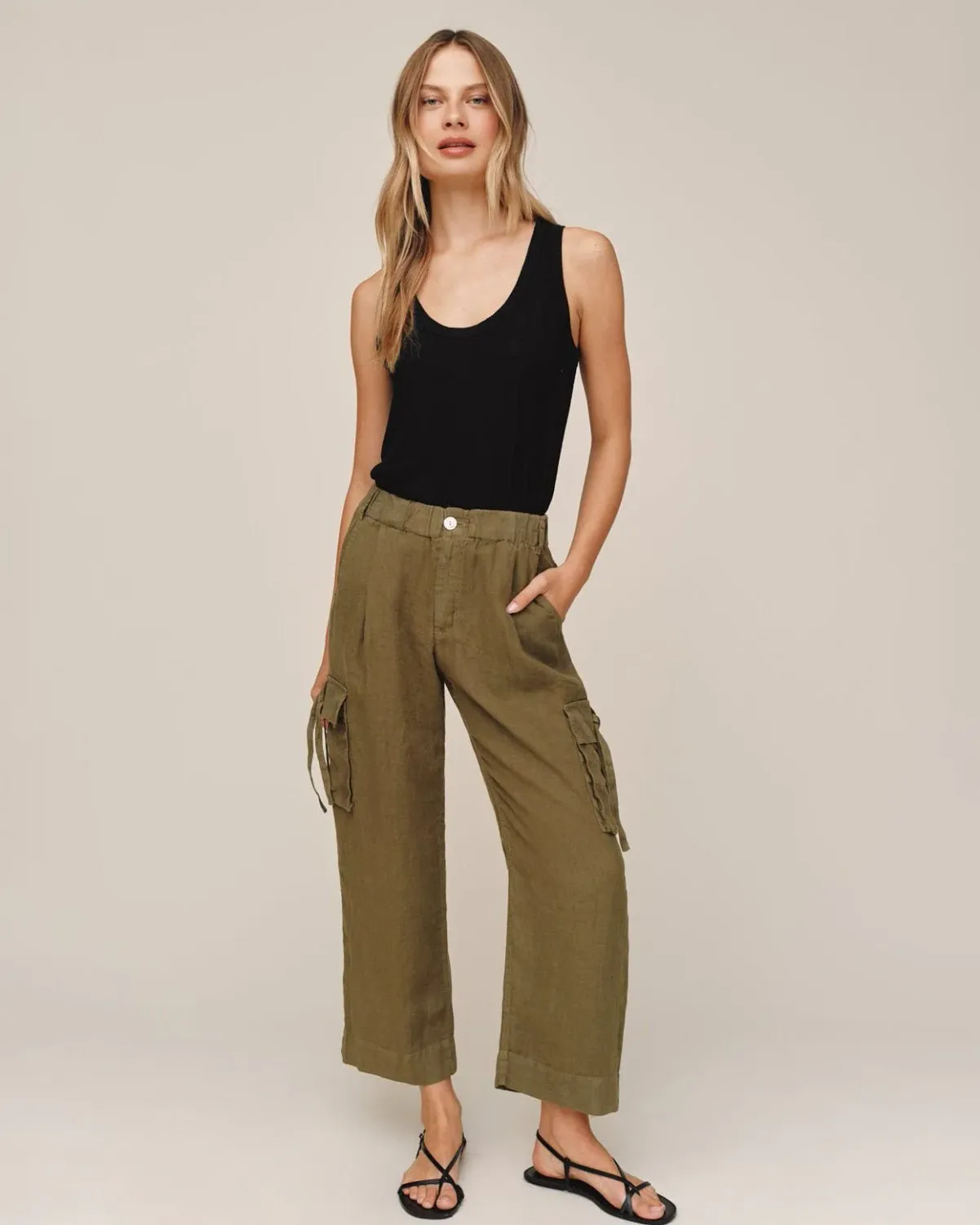 Bella Dahl - Cargo Ties Pant Olive Stone