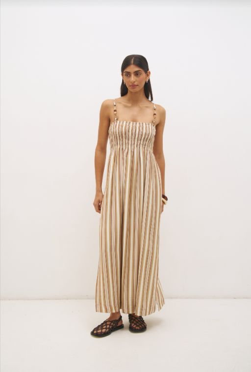 MON RENN - Abigail Maxi Dress Earthy Stripe