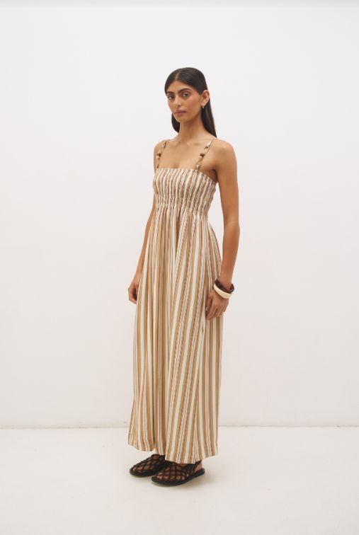 MON RENN - Abigail Maxi Dress Earthy Stripe