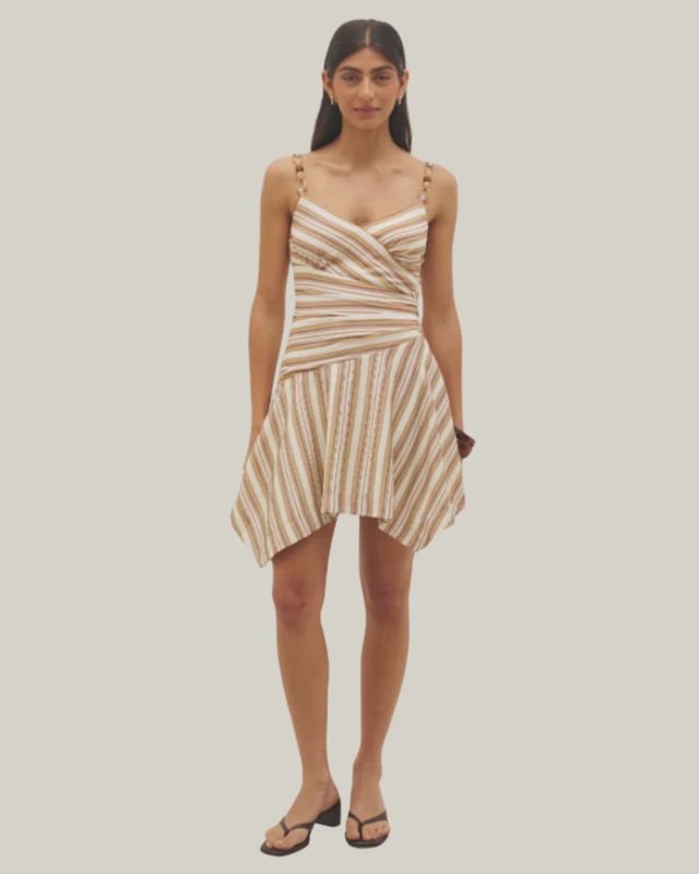 MON RENN - Abigail Mini Dress Earthy Stripe
