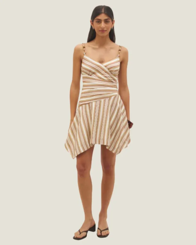 MON RENN - Abigail Mini Dress Earthy Stripe