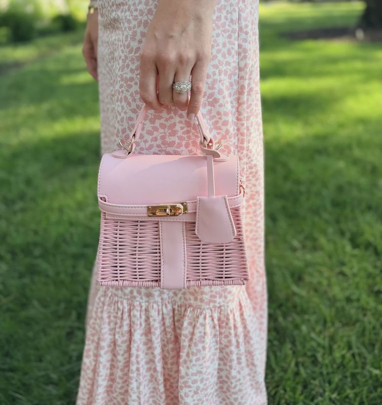 Lisi Lerch - Celine Wicker Handbag Light Pink
