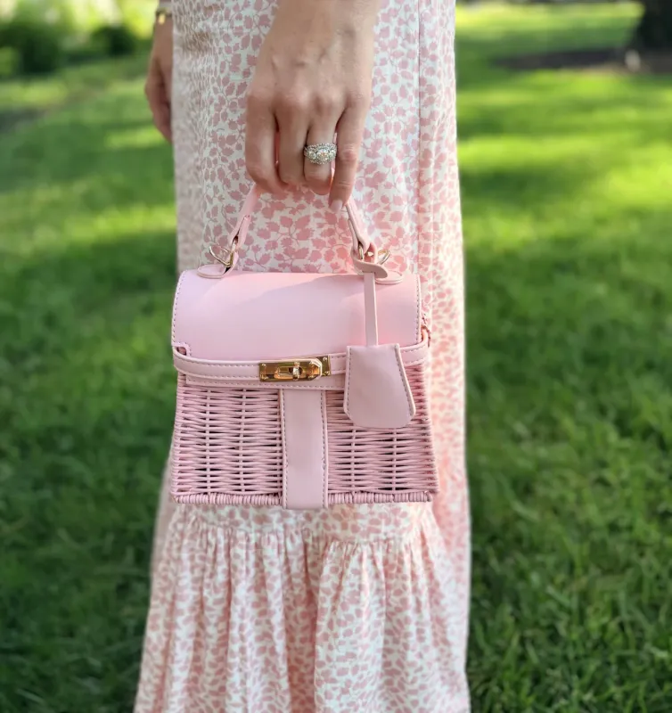 Lisi Lerch - Celine Wicker Handbag Light Pink