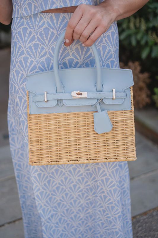 Lisi Lerch - Margo Wicker Handbag Light Blue