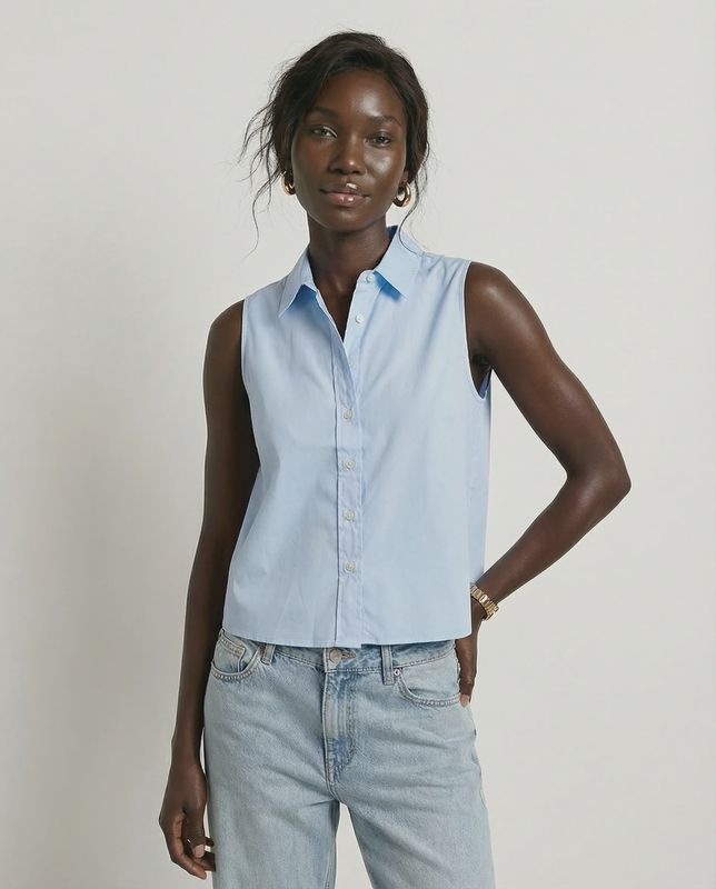 The Shirt - Boxy Sleeveless Shirt Light Blue