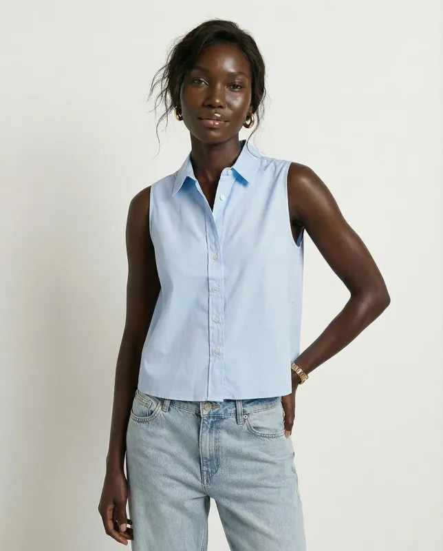 The Shirt - Boxy Sleeveless Shirt Light Blue