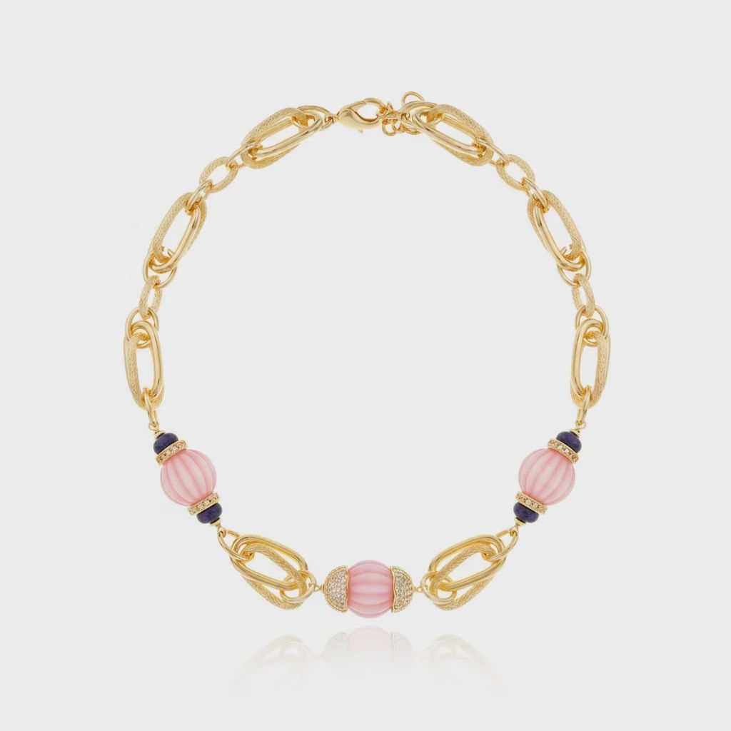 Cristina Sabatini - Zina Chain Necklace Pink & Amethyst