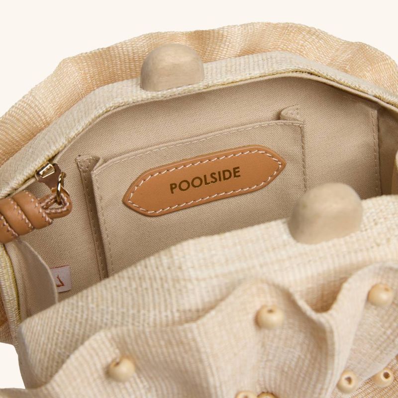 Poolside - Origami Scallop Clutch Beaded Natural