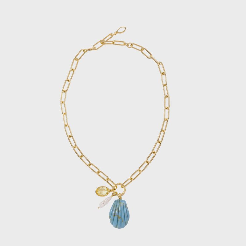 Mignonne Gavigan - Natalia Charm Necklace Turquoise Gold