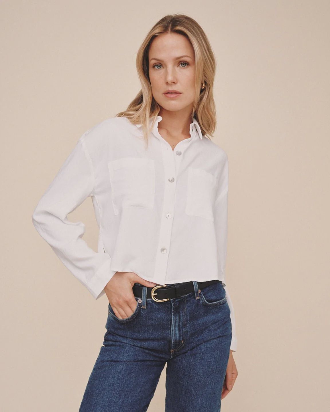 Bella Dahl - Cropped Button Down White