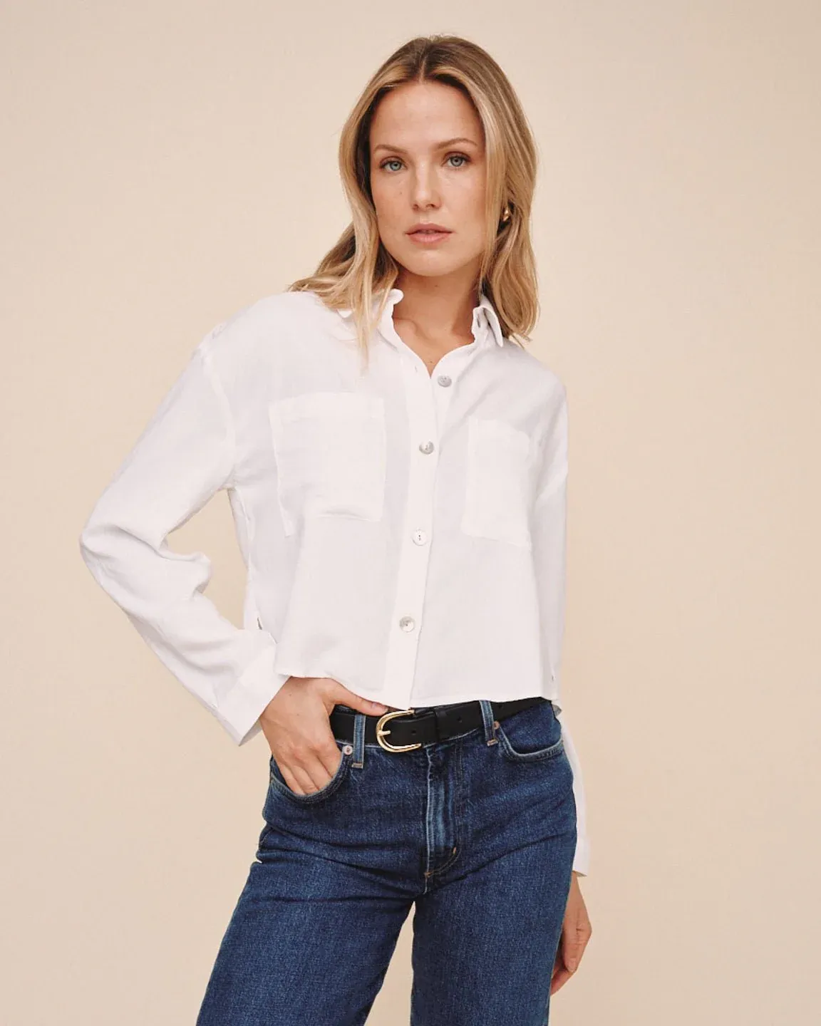Bella Dahl - Cropped Button Down White