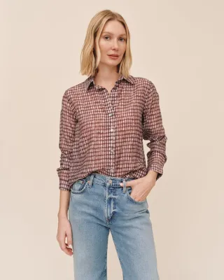 Bella Dahl - Classic Button Down Plum Gingham Print