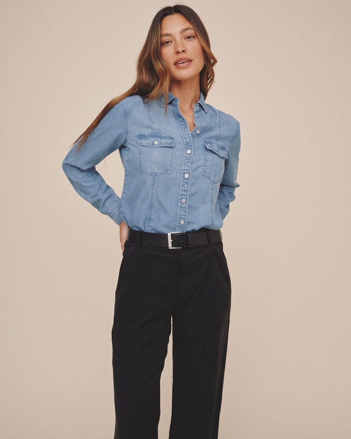 Bella Dahl - Long Sleeve Seamed Shirt Indigo Harbor Wash