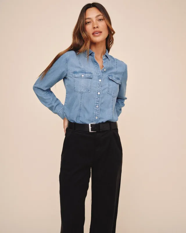 Bella Dahl - Long Sleeve Seamed Shirt Indigo Harbor Wash