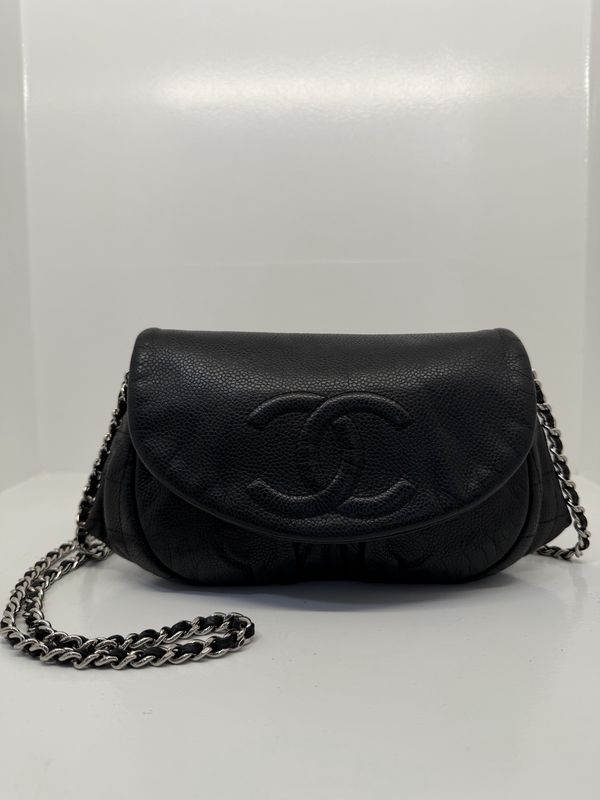 Chanel - Half Moon Wallet on a Chain Black