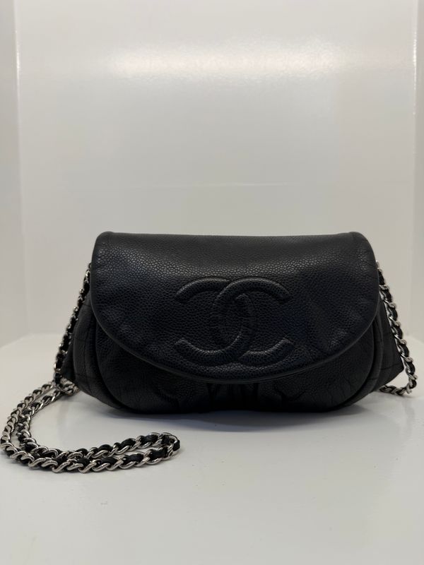 Chanel - Half Moon Wallet on a Chain Black